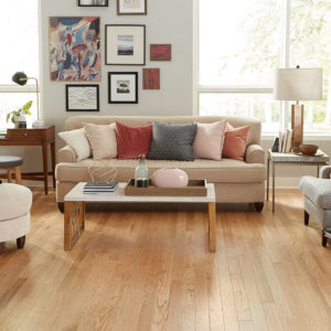 Impressions Flooring Berkshire Room Scene With Berkshire Red Oak Natural Floor Sample On It